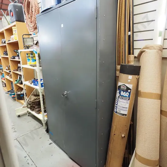 metal 2 door cupboard with internal pigeon holes - no key H1830 W1000 D410