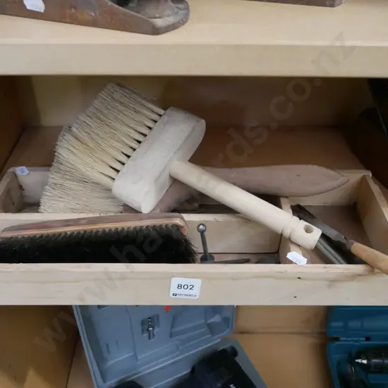 tray; white wash brushes etc