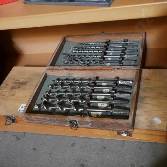 2x sets of wood cased auger bits