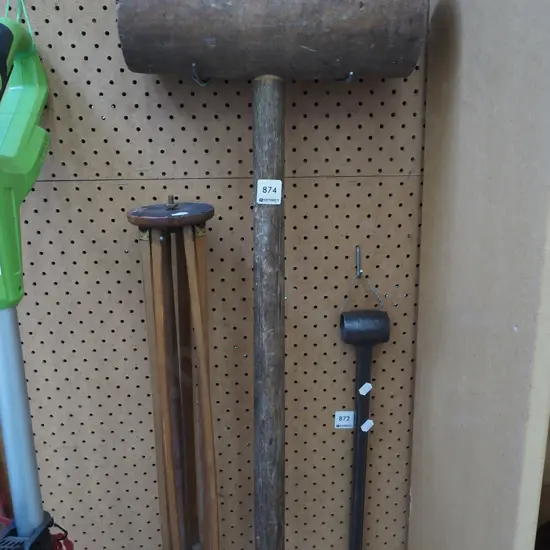 large vintage wooden mallet