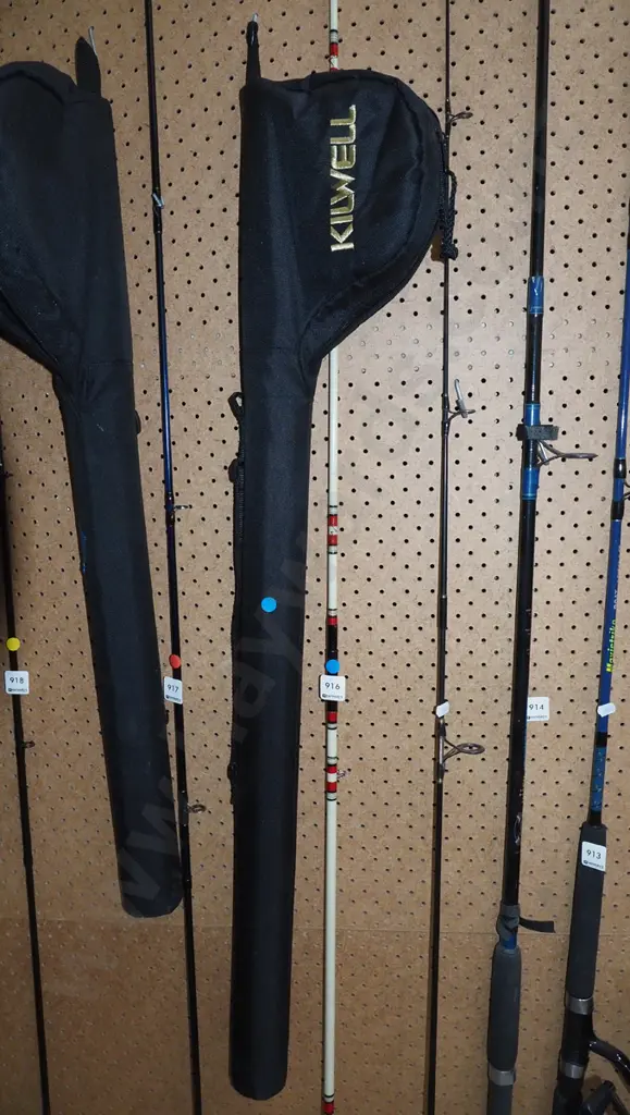 fly fishing rod, reel and carry case - blue dots Image 1++