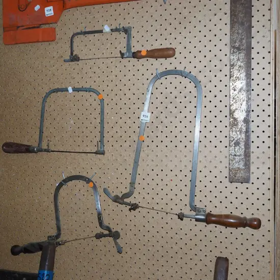 4x vintage coping saws - orange dots