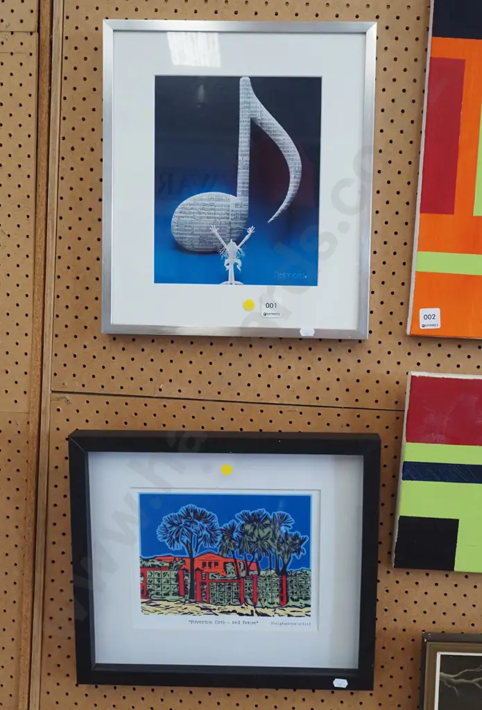 2x framed prints - Rheinhard,  Leigh Spencer - yellow dots Image 1++