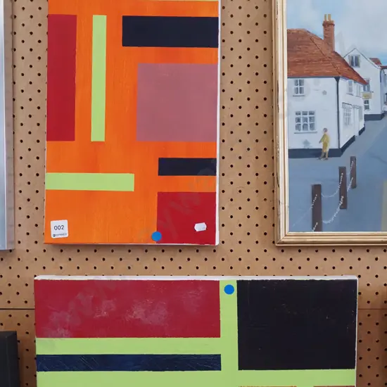 2x acrylic on boxed canvas - abstracts - blue dots