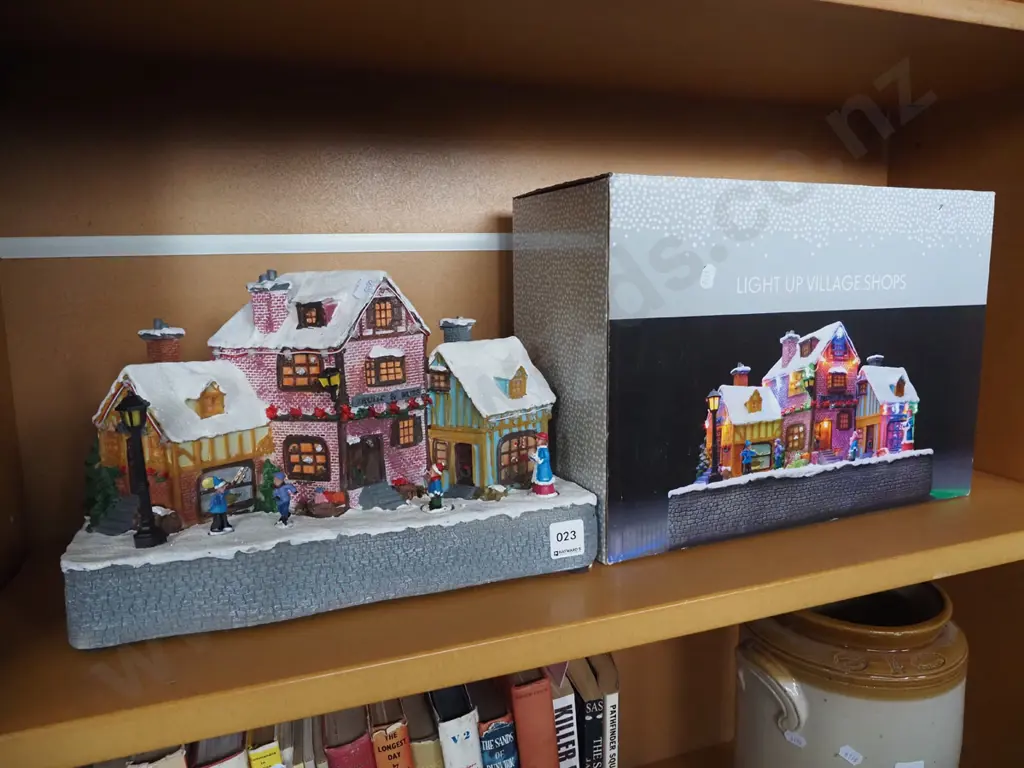 Xmas decorations - light up village shops Image 1++