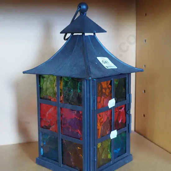coloured glass candle lantern