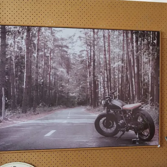 photo print - motorcycle and trees