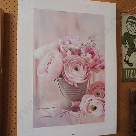 framed print/mixed media on boxed canavs