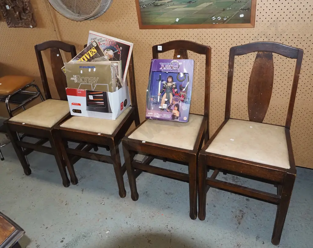 4x oak vinyl dining chairs Image 1++