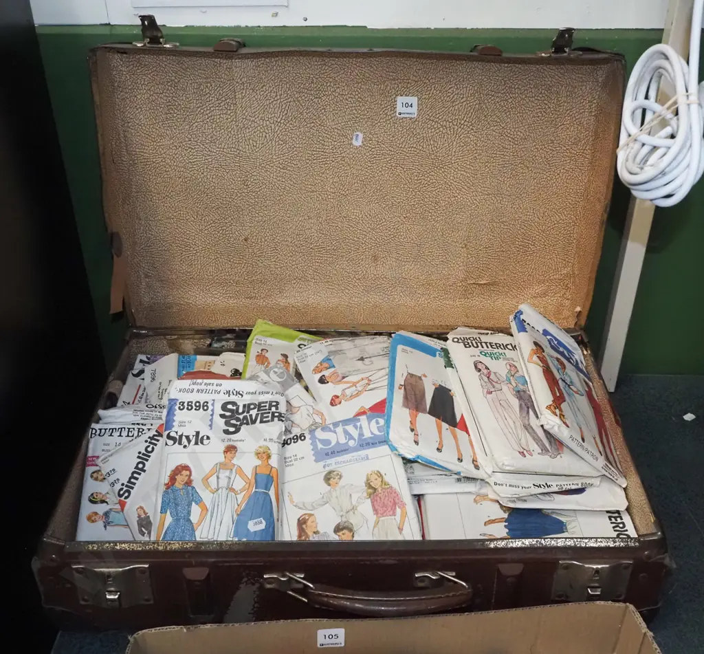 vintage suitcase, sewing patterns Image 1++