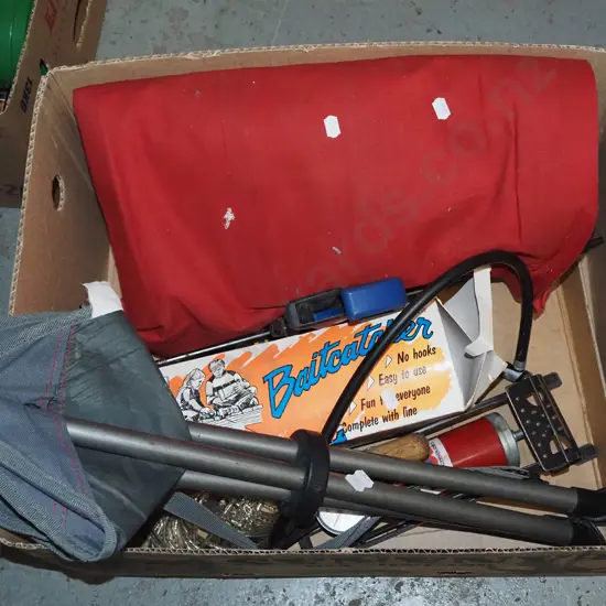 box; lilo, quick release clamp, small stool etc