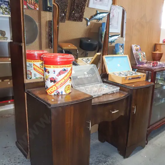 beech 2 door 1 drawer 3 mirror back dresser H1740 W1150 D450