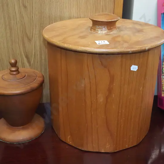 lidded wooden bowl, canister H270