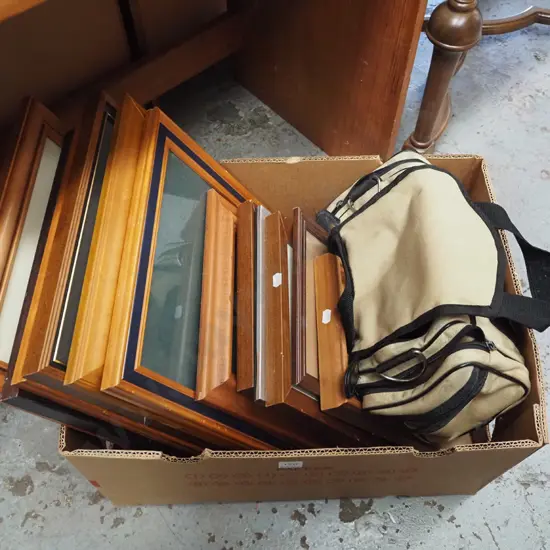 box; picture/photo frames, camera bag