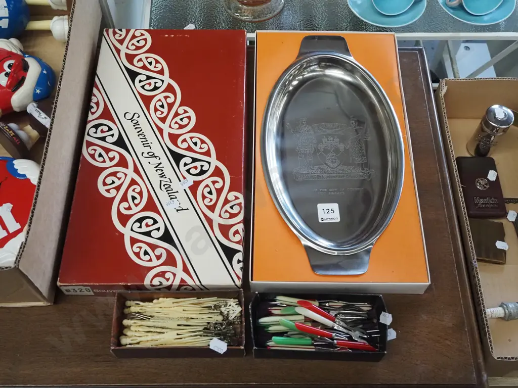 city of Dunedin tray, cocktail forks etc Image 1++
