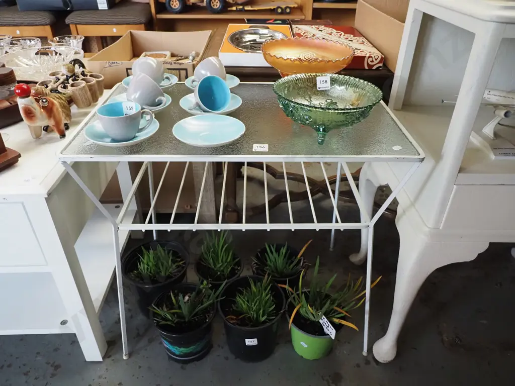 metal and glass top retro table Image 1++