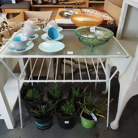 metal and glass top retro table