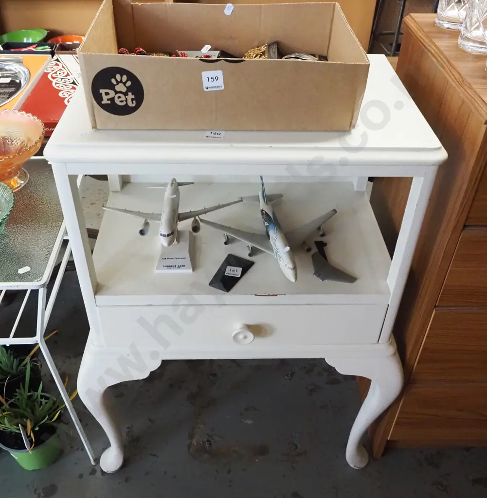 white painted cab leg single drawer bookcase table H765 W520 D350 Image 1++