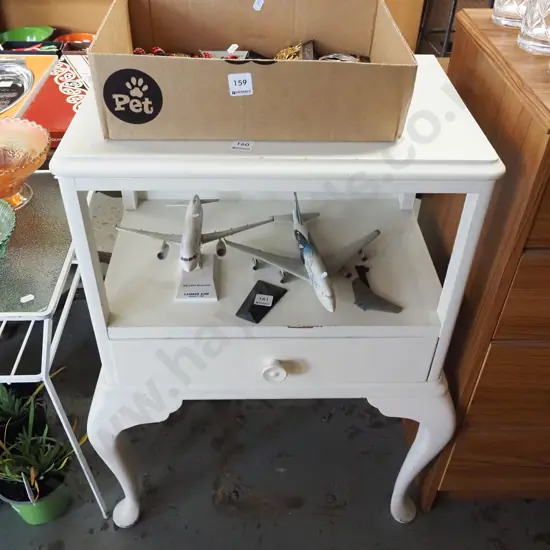 white painted cab leg single drawer bookcase table H765 W520 D350