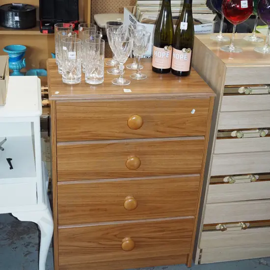 mdf faux wood veneer 4 drawer chest H820 W580 D400