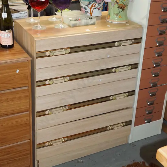 1980s style 4 drawer faux wood veneer chest H920 W710 D400