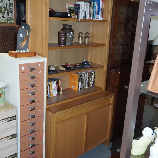 solid oak and mdf wall unit - 2 doors, 1 drawer H1870 W1025 D485