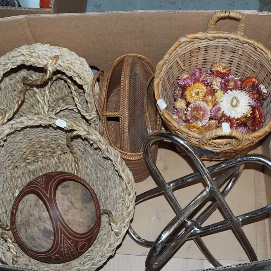 box; baskets, metal sculpture