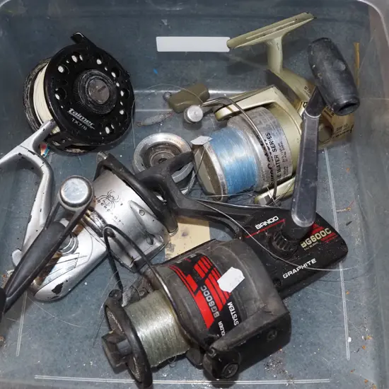 box of fishing reels