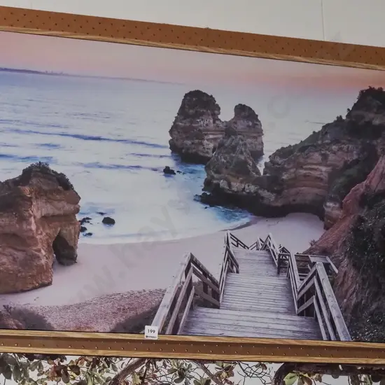 framed print on canvas - steps to beach
