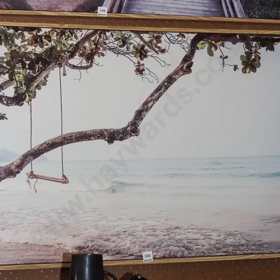 framed print on canvas -  swing by beach