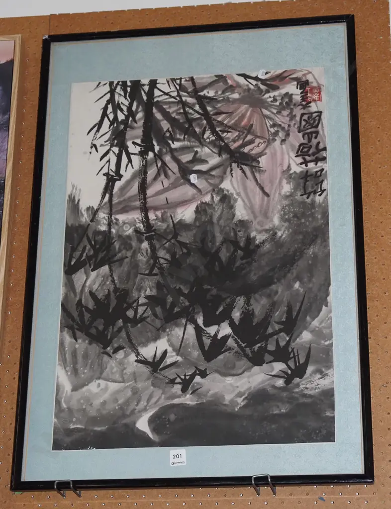 Asian watercolour - birds in branches Image 1++