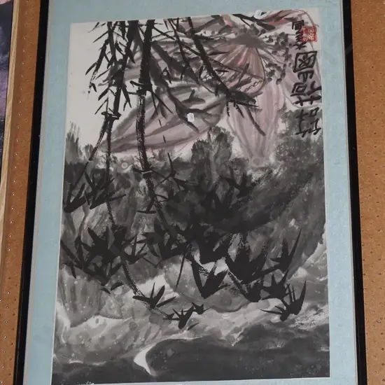 Asian watercolour - birds in branches