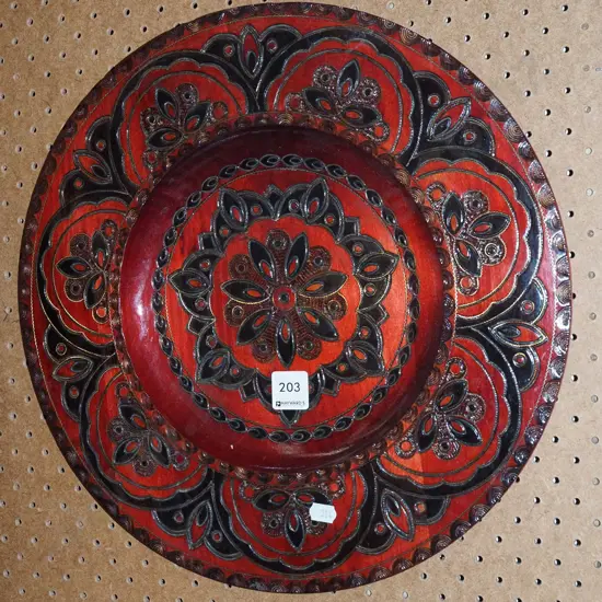 carved wooden decorative wall charger