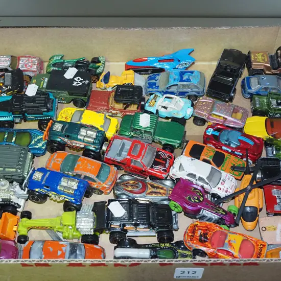 box of toy vehicles