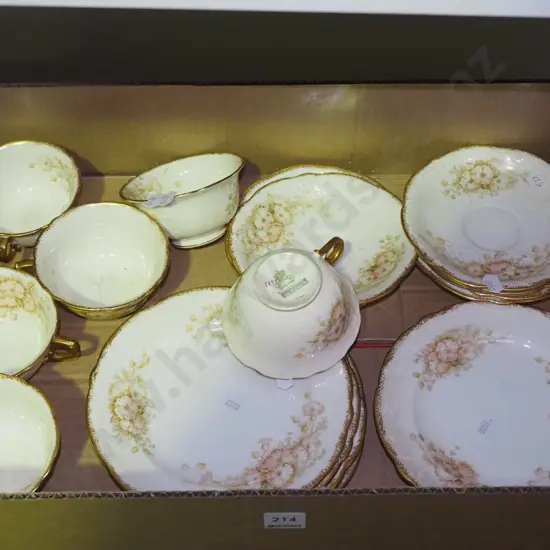 Aynsley floral plates, saucers, cups