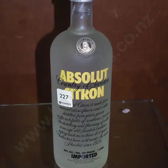 1L bottle of Absolut citron vodka