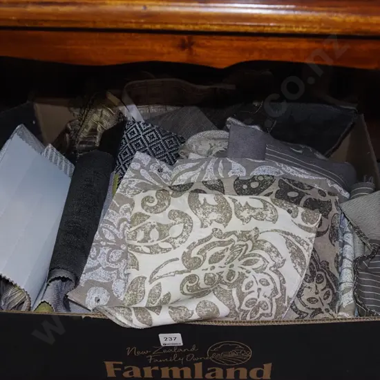 box; various fabric samples