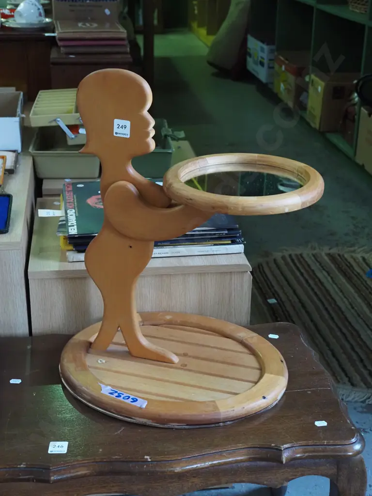 homemade rimu side table/stand with mirror H480 Image 1++