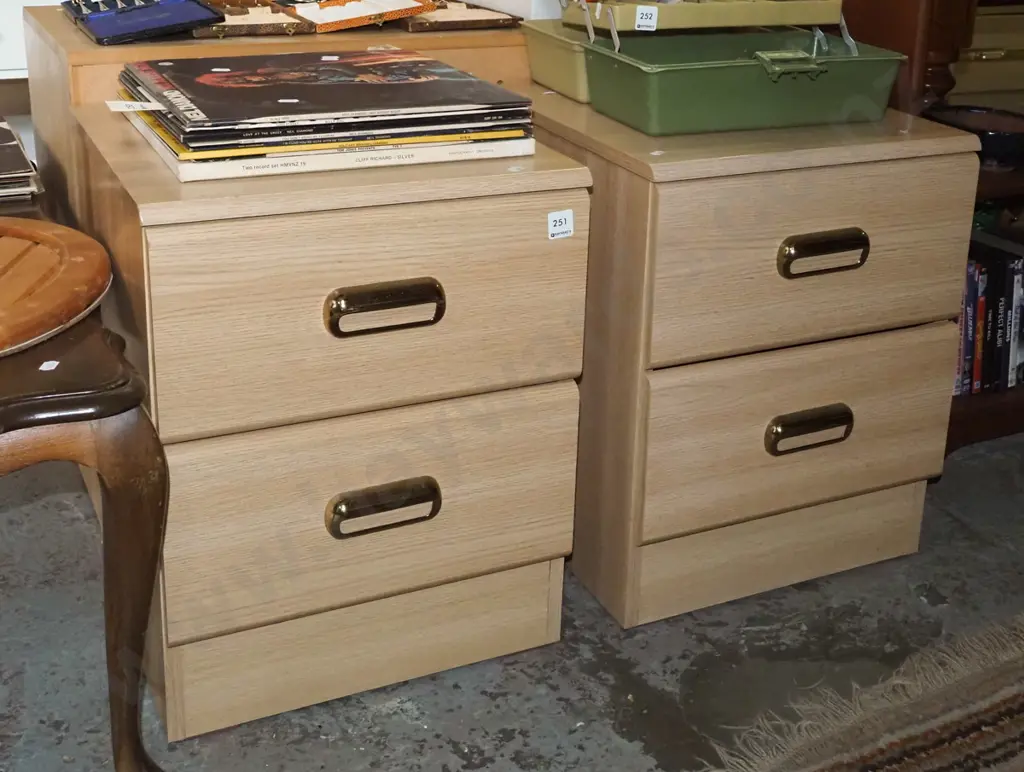 pair of 1980s mdf faux wood veneer bedside cabinets Image 1++