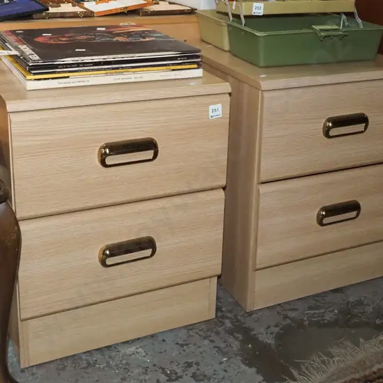 pair of 1980s mdf faux wood veneer bedside cabinets
