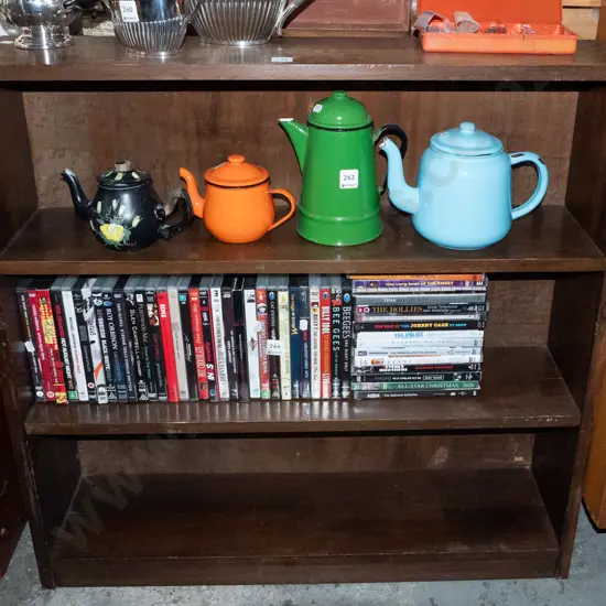 small dark stained beech bookcase H850 W840 D190