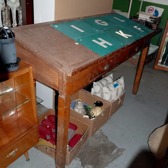 restorer's 2 drawer clerk's  desk H1130 W1800 D700