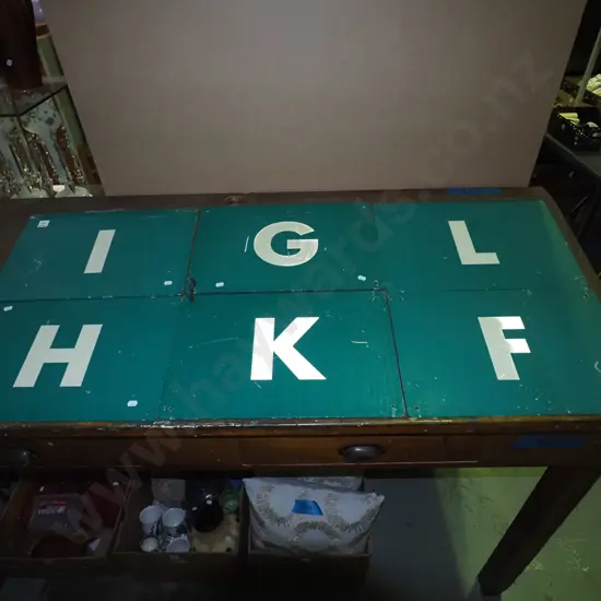 6x signs - white letters on green background Each H310 W450