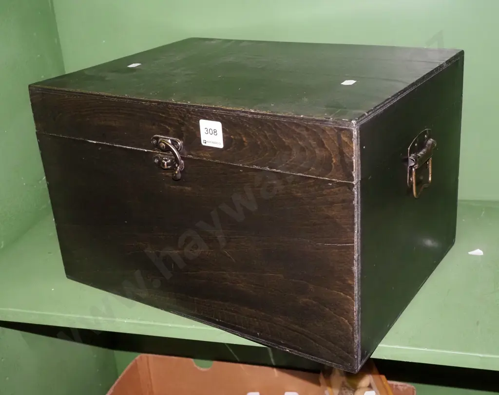 black stained wooden storage chest H250 Image 1++