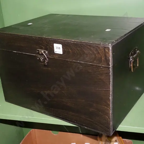black stained wooden storage chest H250