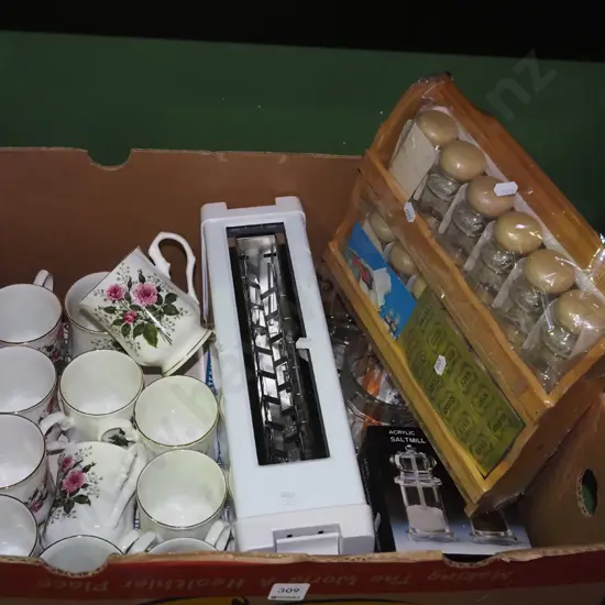 box; spice rack, toaster, coffee cup setc