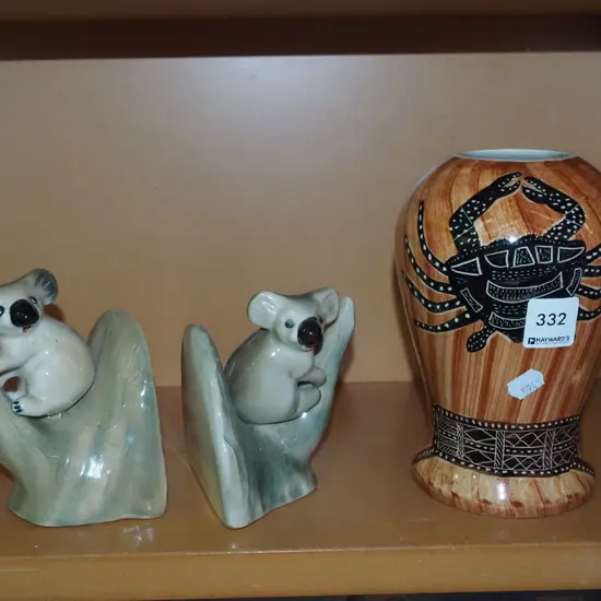 koala bookends, vase H175