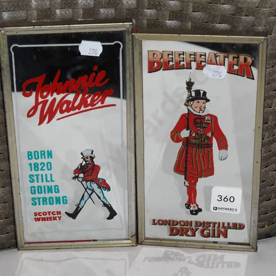 Beefeater, Johnnie Walker advertising mirrors H210