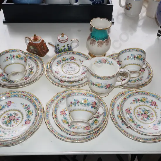 floral cups, saucers, plates, vase etc