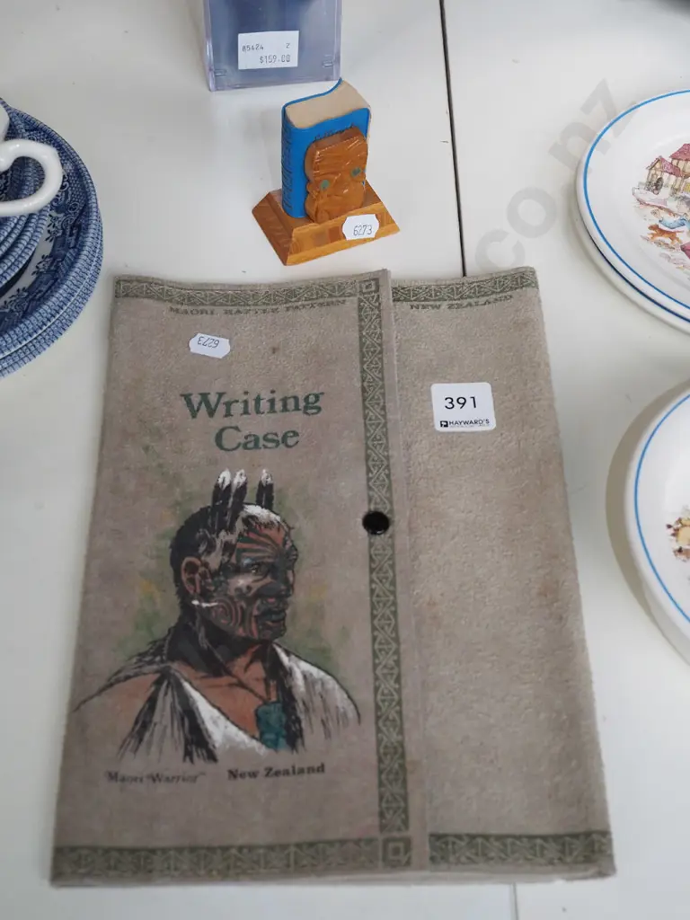 NZ souvenir ware, writing case, letter rack, maori place names books Image 1++
